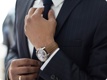 Lawyer adjusting tie